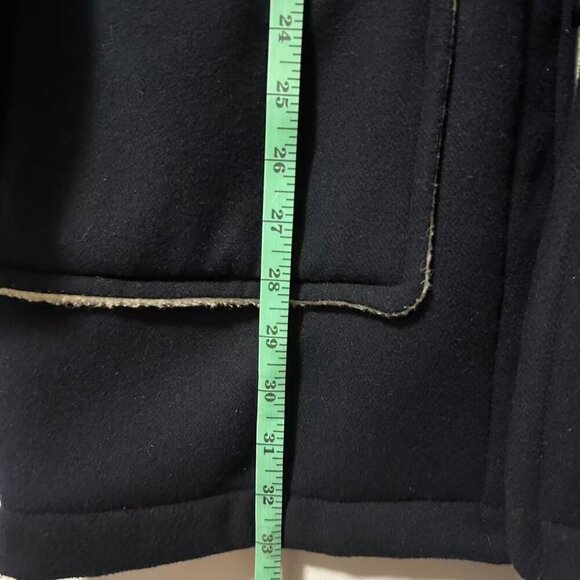 Zara Basic Women's Ladies Dark Blue Navy Wool Coat Jacket with Hood Size (L) - Picture 10 of 12